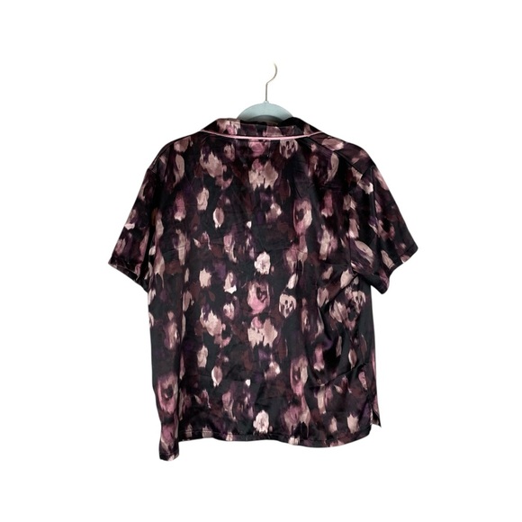 Jason Wu Pink & Black Floral Button Down Sleep Shirt Top Size M - Picture 7 of 7
